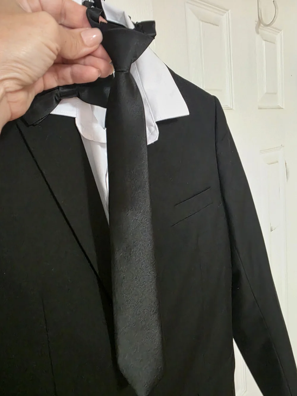 Classic Black Boys Suit Jacket & Pants Set with White Shirt